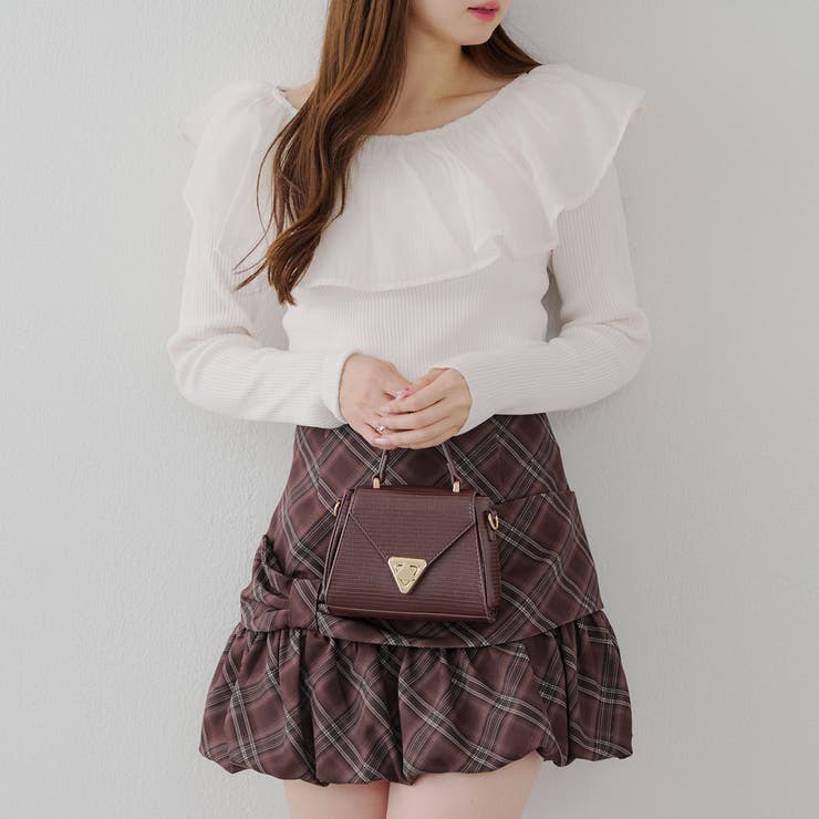 衿フリルニットトップス[品番：OLOW0016425]｜RMAF NICE CLAUP / OLIVE