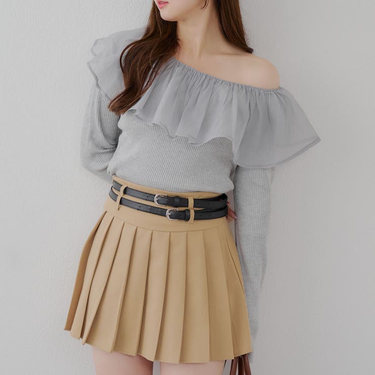 衿フリルニットトップス[品番：OLOW0016425]｜RMAF NICE CLAUP / OLIVE