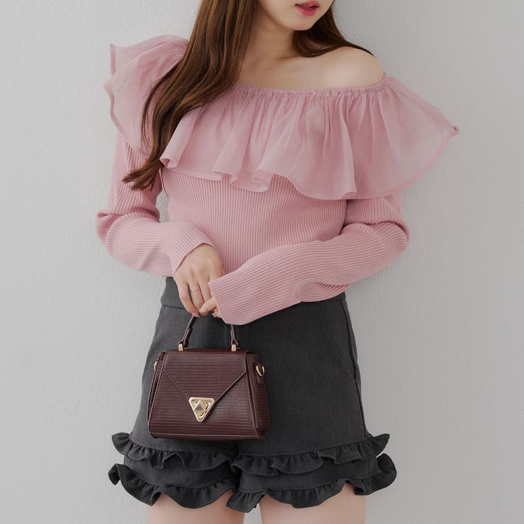 衿フリルニットトップス[品番：OLOW0016425]｜RMAF NICE CLAUP / OLIVE