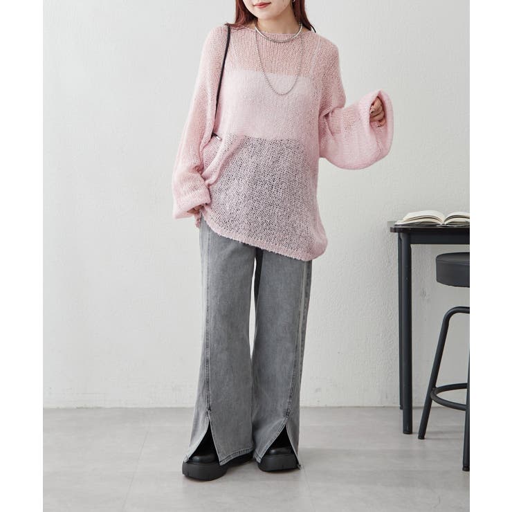 WEB先行予約】モヘアタッチシアーニット[品番：NCLW0016482
