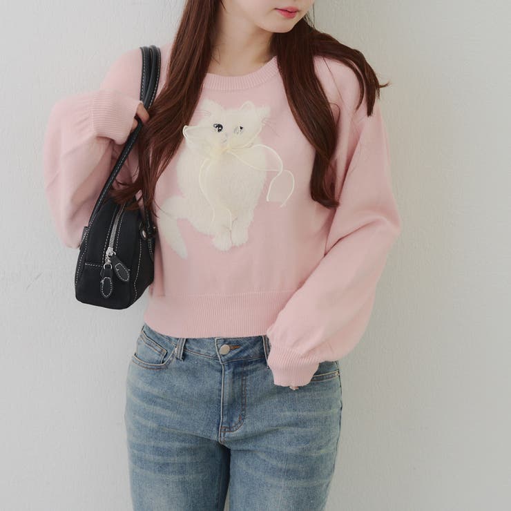 ピンク | ネコ&イヌアソートニット | NICE CLAUP / OLIVE des OLIVE　OUTLET