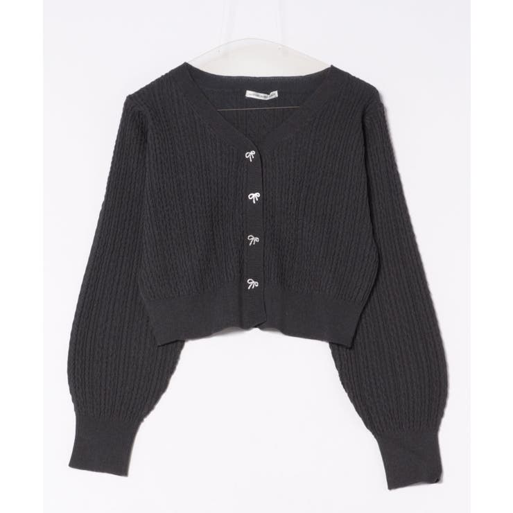 チャコール | ベビーケーブルリボンカーディガン | NICE CLAUP / OLIVE des OLIVE　OUTLET