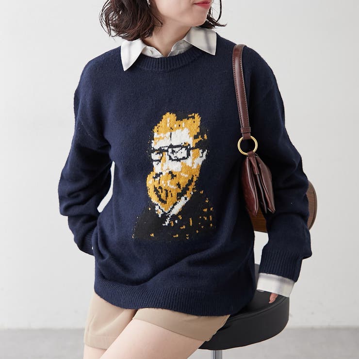 ネイビー | 【NUNIFE】おじジャガードニット | RMAF　NICE CLAUP / OLIVE des OLIVE