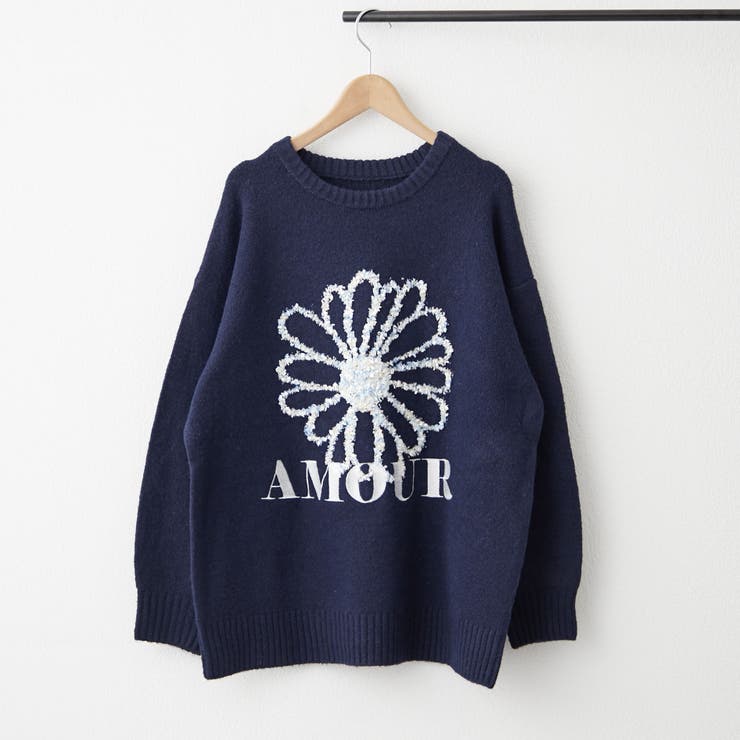 ネイビー | お花ジャガードニット | RMAF　NICE CLAUP / OLIVE des OLIVE