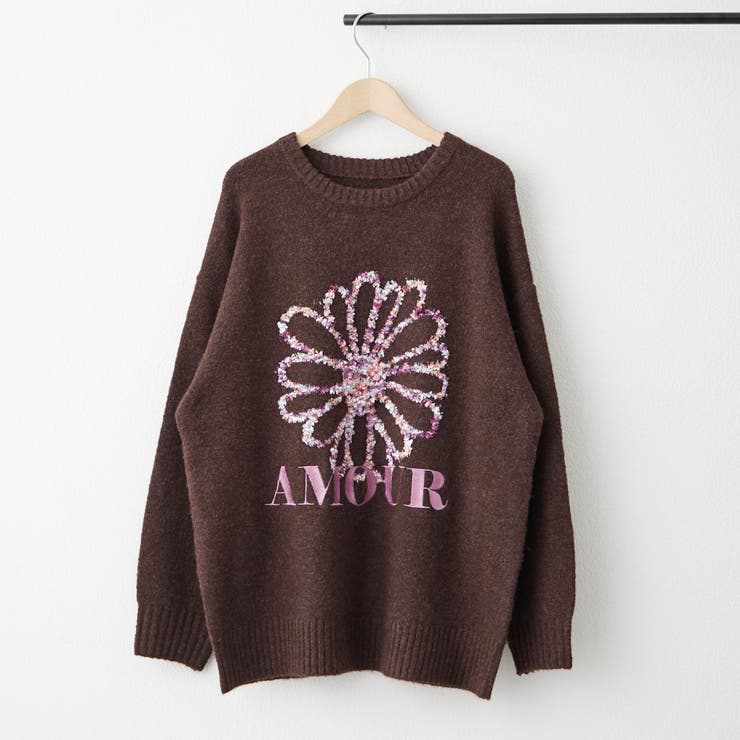 ブラウン | お花ジャガードニット | RMAF　NICE CLAUP / OLIVE des OLIVE