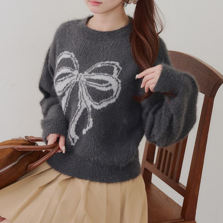 リボン柄シャギーニット | NICE CLAUP / OLIVE des OLIVE　OUTLET | 詳細画像9 