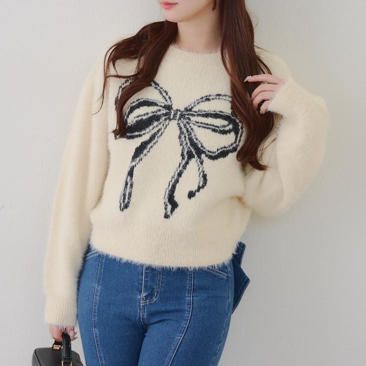 リボン柄シャギーニット | NICE CLAUP / OLIVE des OLIVE　OUTLET | 詳細画像2 