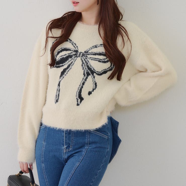 リボン柄シャギーニット | NICE CLAUP / OLIVE des OLIVE　OUTLET | 詳細画像3 