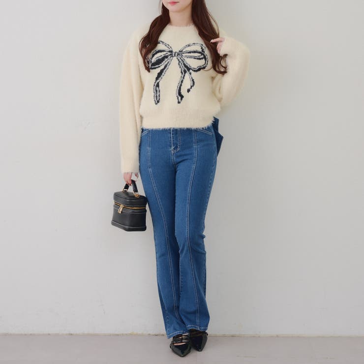 リボン柄シャギーニット | NICE CLAUP / OLIVE des OLIVE　OUTLET | 詳細画像5 