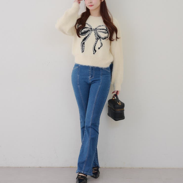 リボン柄シャギーニット | NICE CLAUP / OLIVE des OLIVE　OUTLET | 詳細画像6 