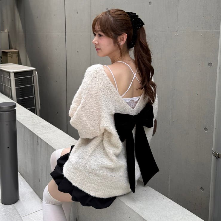 【リボンコレクション】後ビッグリボンニット | RMAF　NICE CLAUP / OLIVE des OLIVE | 詳細画像8 