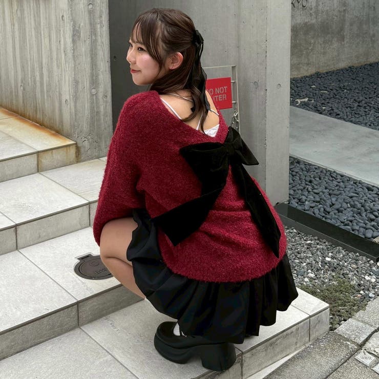 ボルドー | 【リボンコレクション】後ビッグリボンニット | RMAF　NICE CLAUP / OLIVE des OLIVE