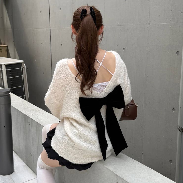 アイボリー | 【リボンコレクション】後ビッグリボンニット | RMAF　NICE CLAUP / OLIVE des OLIVE