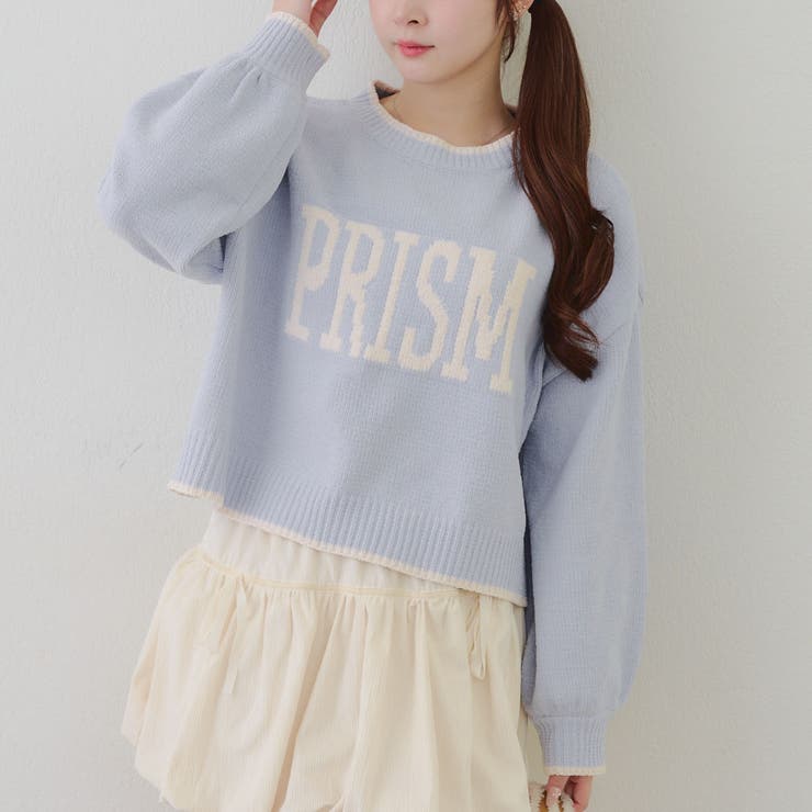 サックス | モール配色ラインロゴニット | RMAF　NICE CLAUP / OLIVE des OLIVE