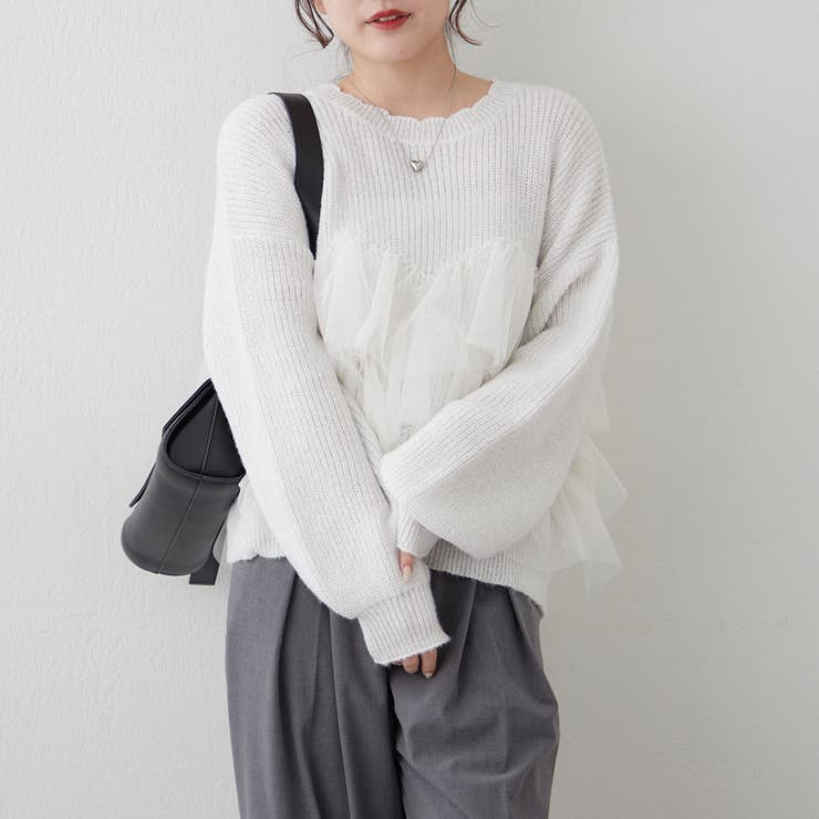 チュール付ラメニット | NICE CLAUP / OLIVE des OLIVE　OUTLET | 詳細画像2 