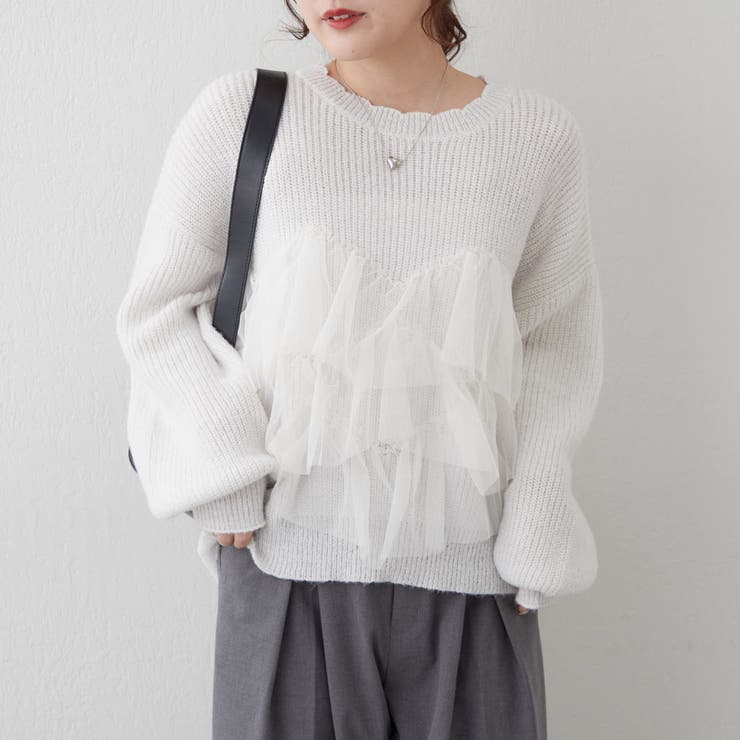 チュール付ラメニット | NICE CLAUP / OLIVE des OLIVE　OUTLET | 詳細画像3 