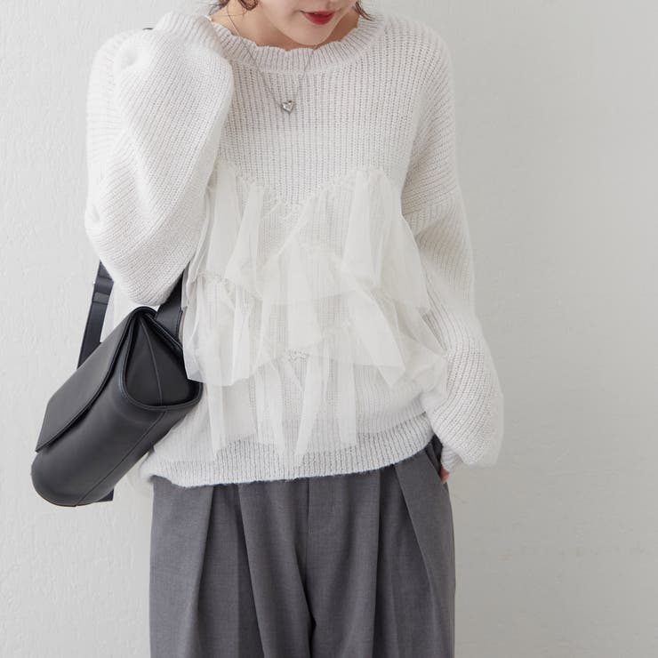 チュール付ラメニット | NICE CLAUP / OLIVE des OLIVE　OUTLET | 詳細画像4 