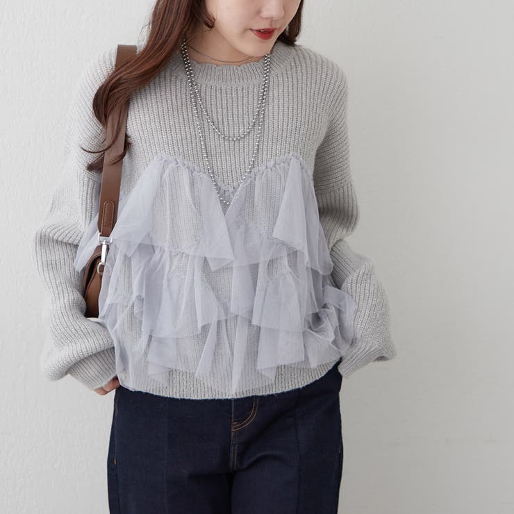 チュール付ラメニット | NICE CLAUP / OLIVE des OLIVE　OUTLET | 詳細画像15 