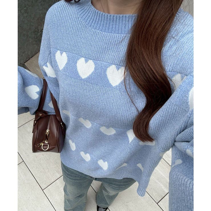 ベロアモールたっぷりハートニット | NICE CLAUP / OLIVE des OLIVE　OUTLET | 詳細画像2 