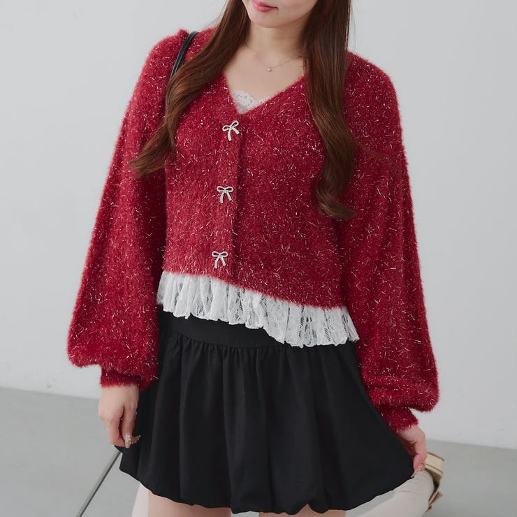 【5色展開】裾レースリボン釦カーディガン | RMAF　NICE CLAUP / OLIVE des OLIVE | 詳細画像2 