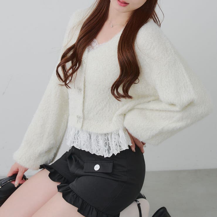 【5色展開】裾レースリボン釦カーディガン | RMAF　NICE CLAUP / OLIVE des OLIVE | 詳細画像8 