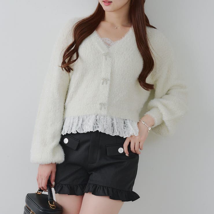 【5色展開】裾レースリボン釦カーディガン | RMAF　NICE CLAUP / OLIVE des OLIVE | 詳細画像10 