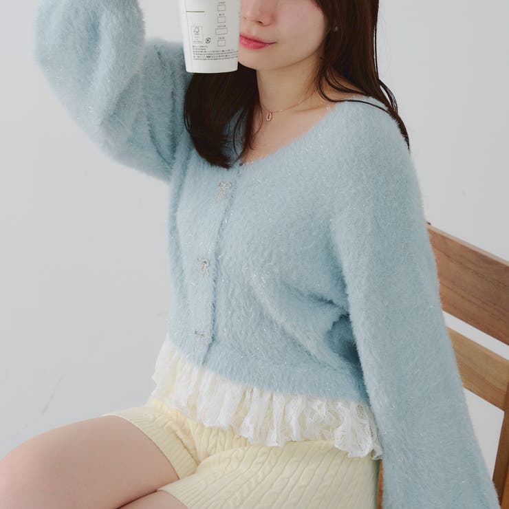 【5色展開】裾レースリボン釦カーディガン | RMAF　NICE CLAUP / OLIVE des OLIVE | 詳細画像18 