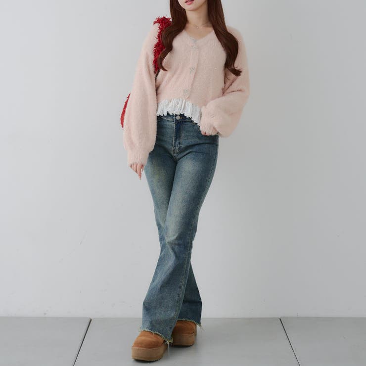 【5色展開】裾レースリボン釦カーディガン | RMAF　NICE CLAUP / OLIVE des OLIVE | 詳細画像25 