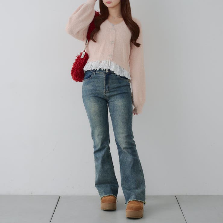 【5色展開】裾レースリボン釦カーディガン | RMAF　NICE CLAUP / OLIVE des OLIVE | 詳細画像27 