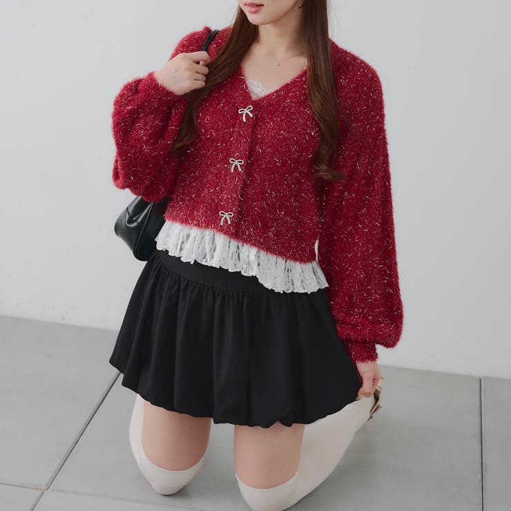 【5色展開】裾レースリボン釦カーディガン | RMAF　NICE CLAUP / OLIVE des OLIVE | 詳細画像4 