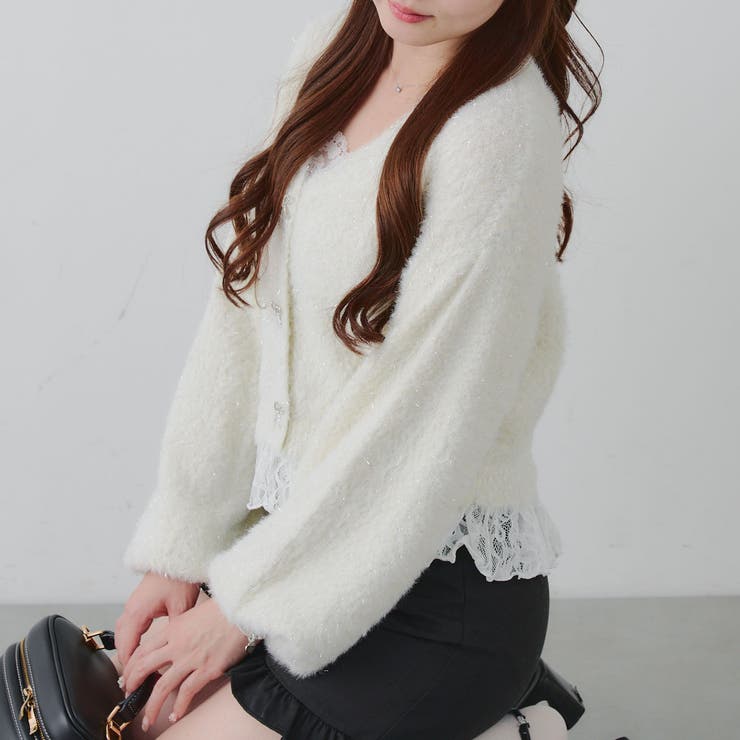 オフ | 【5色展開】裾レースリボン釦カーディガン | RMAF　NICE CLAUP / OLIVE des OLIVE