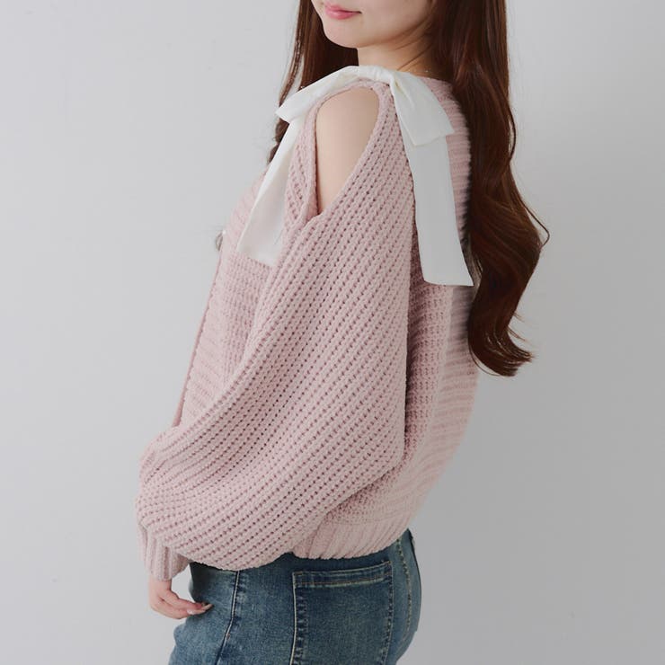 ピンク | 肩リボンモールプルオーバー | NICE CLAUP / OLIVE des OLIVE　OUTLET