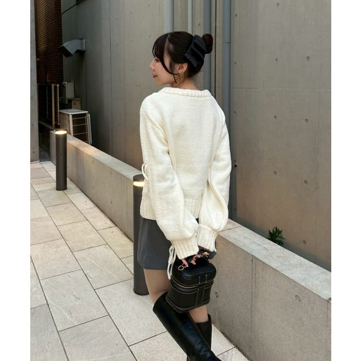 レースアップモールケーブルニット | NICE CLAUP / OLIVE des OLIVE　OUTLET | 詳細画像6 