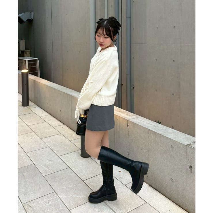 レースアップモールケーブルニット | NICE CLAUP / OLIVE des OLIVE　OUTLET | 詳細画像7 