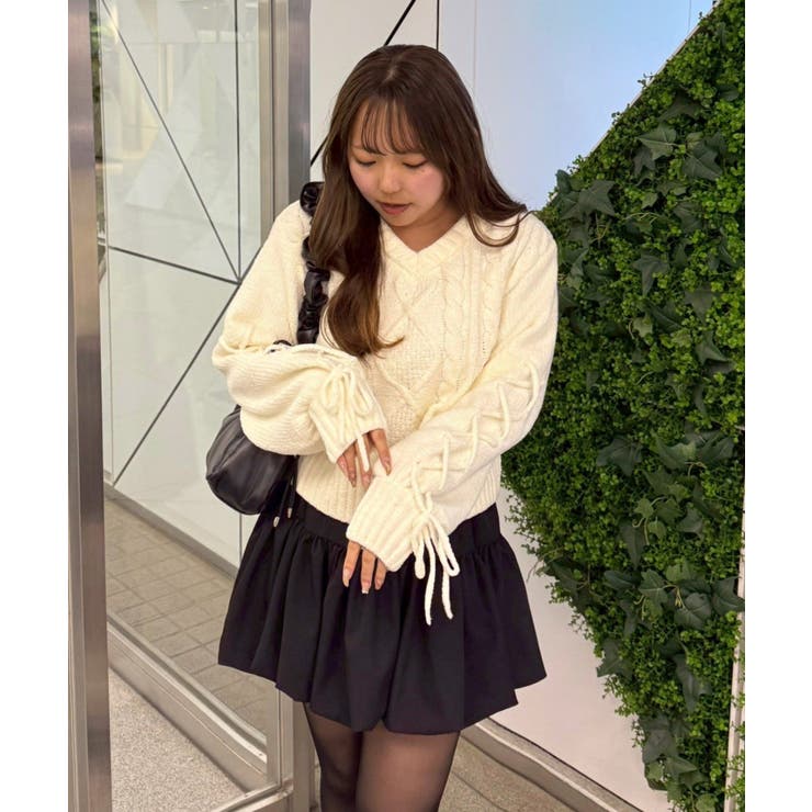 レースアップモールケーブルニット | NICE CLAUP / OLIVE des OLIVE　OUTLET | 詳細画像9 