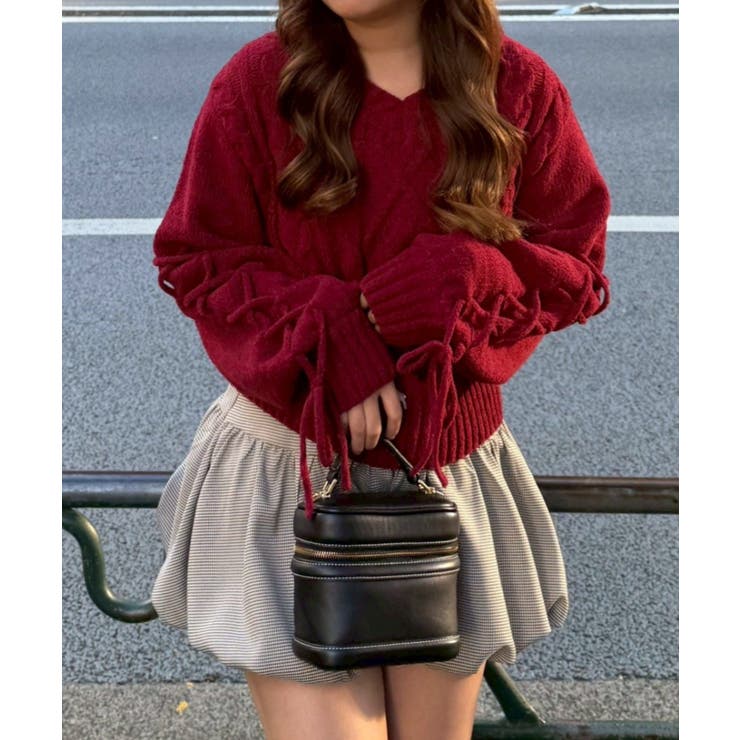 レースアップモールケーブルニット | NICE CLAUP / OLIVE des OLIVE　OUTLET | 詳細画像13 