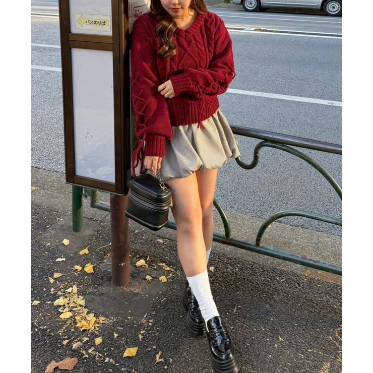 レースアップモールケーブルニット | NICE CLAUP / OLIVE des OLIVE　OUTLET | 詳細画像14 