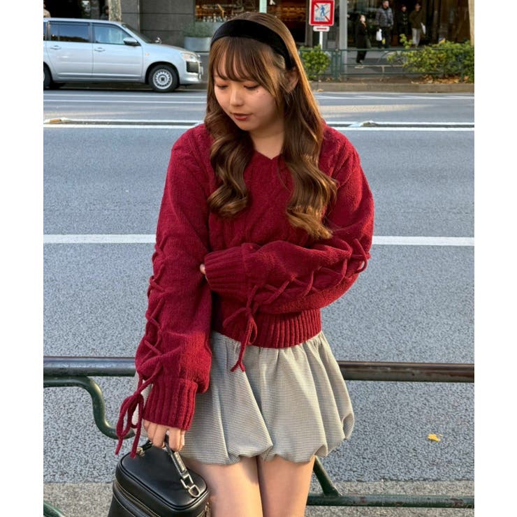 レースアップモールケーブルニット | NICE CLAUP / OLIVE des OLIVE　OUTLET | 詳細画像18 