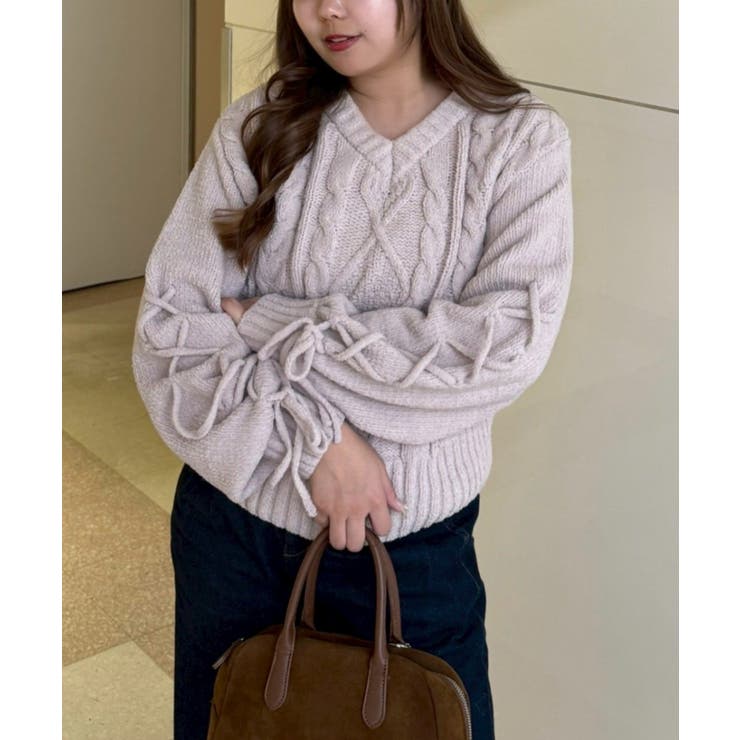 レースアップモールケーブルニット | NICE CLAUP / OLIVE des OLIVE　OUTLET | 詳細画像19 