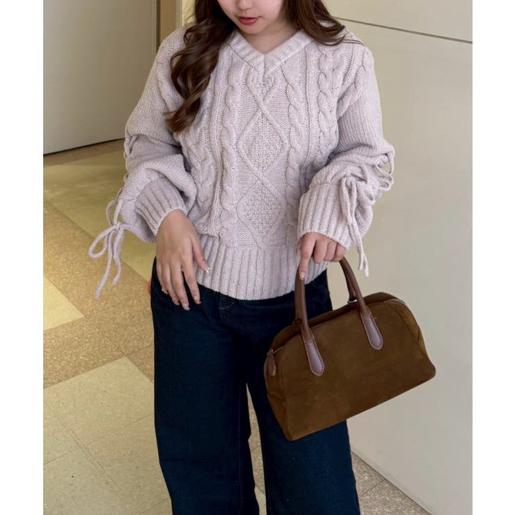 レースアップモールケーブルニット | NICE CLAUP / OLIVE des OLIVE　OUTLET | 詳細画像20 