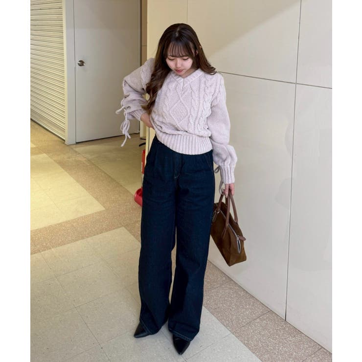 レースアップモールケーブルニット | NICE CLAUP / OLIVE des OLIVE　OUTLET | 詳細画像21 