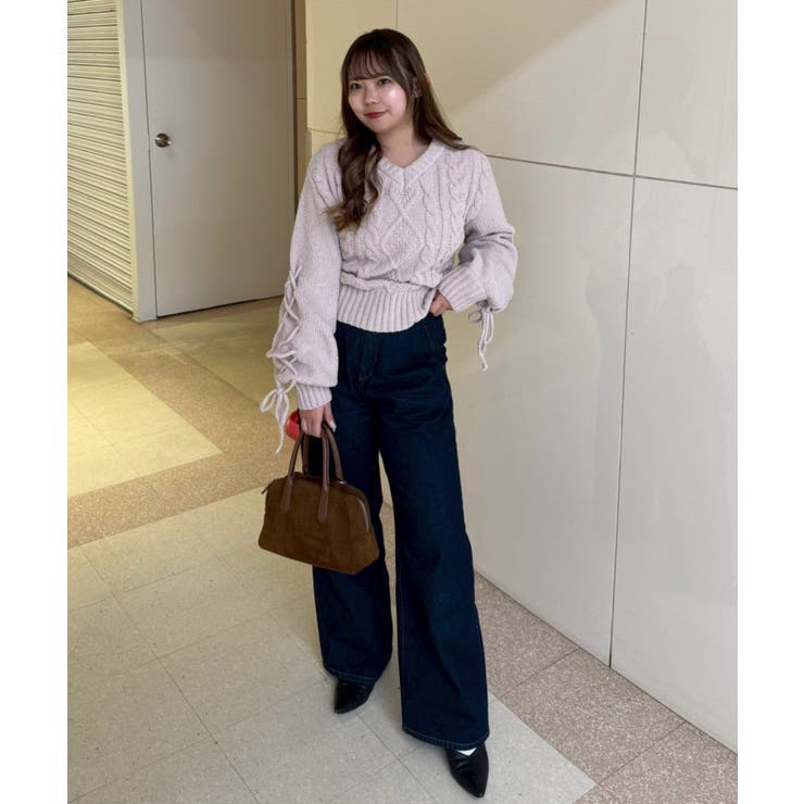 レースアップモールケーブルニット | NICE CLAUP / OLIVE des OLIVE　OUTLET | 詳細画像22 