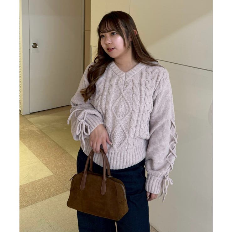 レースアップモールケーブルニット | NICE CLAUP / OLIVE des OLIVE　OUTLET | 詳細画像24 