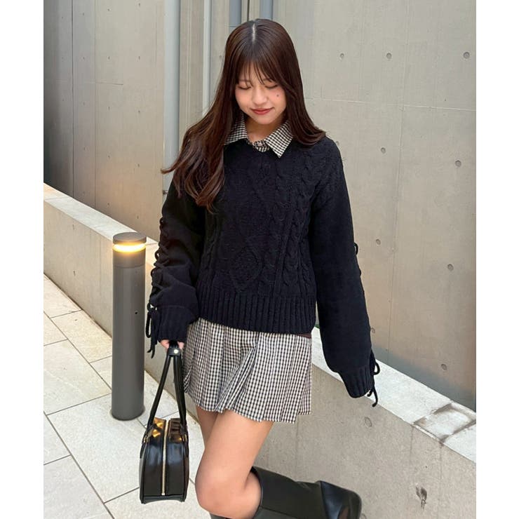 レースアップモールケーブルニット | NICE CLAUP / OLIVE des OLIVE　OUTLET | 詳細画像28 