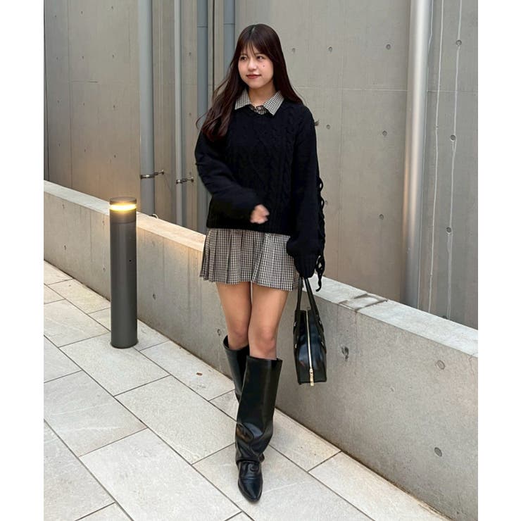 レースアップモールケーブルニット | NICE CLAUP / OLIVE des OLIVE　OUTLET | 詳細画像29 