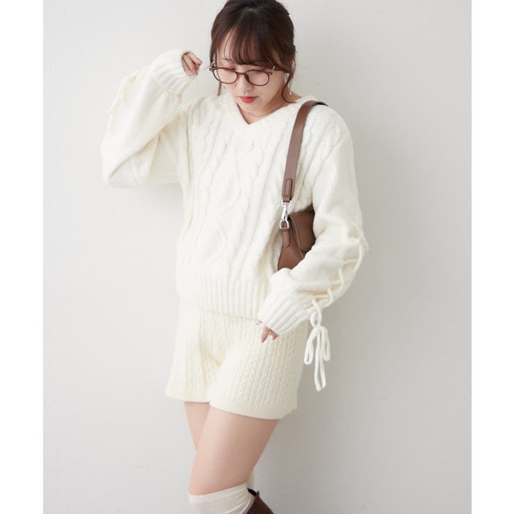 レースアップモールケーブルニット | NICE CLAUP / OLIVE des OLIVE　OUTLET | 詳細画像33 