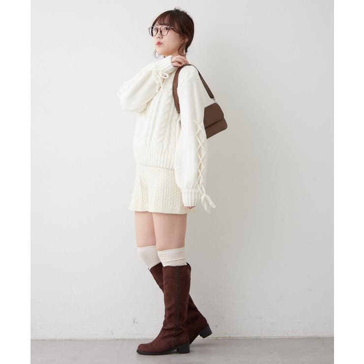 レースアップモールケーブルニット | NICE CLAUP / OLIVE des OLIVE　OUTLET | 詳細画像34 