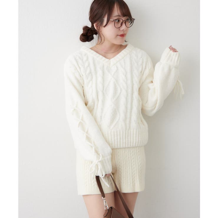 レースアップモールケーブルニット | NICE CLAUP / OLIVE des OLIVE　OUTLET | 詳細画像36 