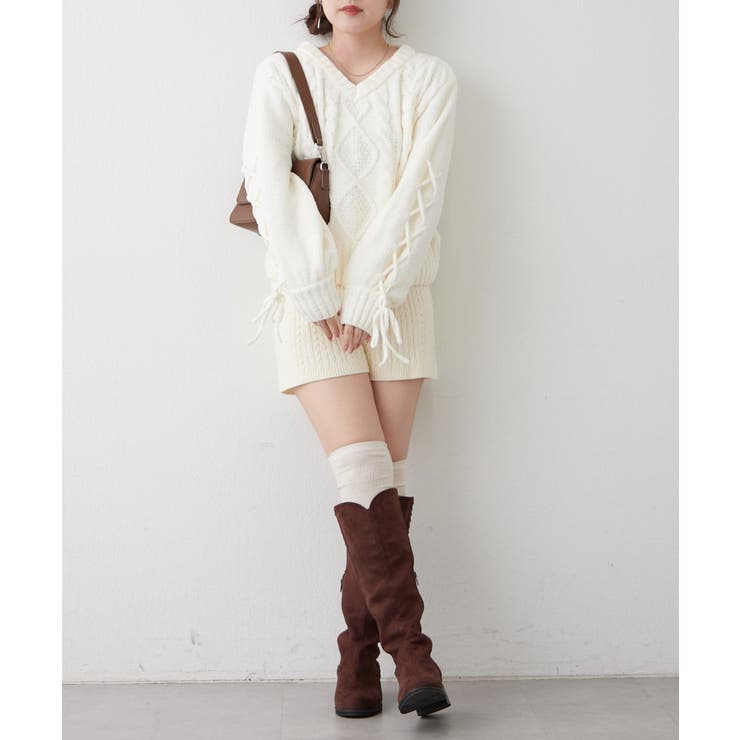 レースアップモールケーブルニット | NICE CLAUP / OLIVE des OLIVE　OUTLET | 詳細画像37 