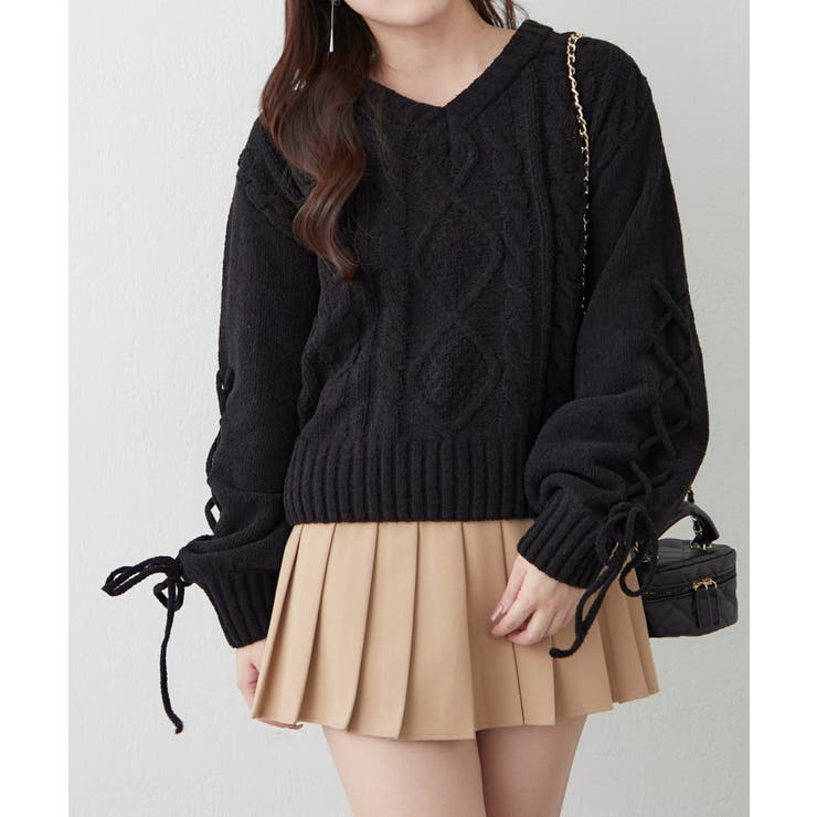 レースアップモールケーブルニット | NICE CLAUP / OLIVE des OLIVE　OUTLET | 詳細画像38 